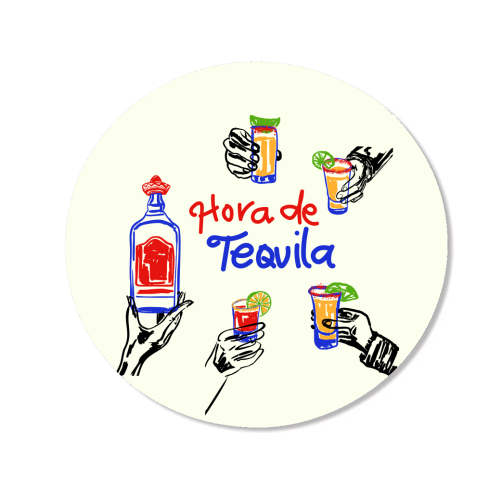 Tequila Time Cheers Mexican Cocktail Illustration - Magnet by EZbie