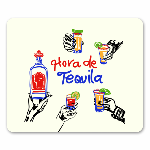 Tequila Time Cheers Mexican Cocktail Illustration - mouse mat by EZbie
