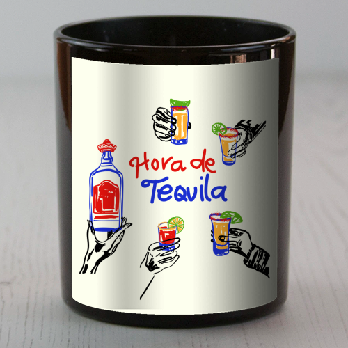 Tequila Time Cheers Mexican Cocktail Illustration - scented candle by EZbie
