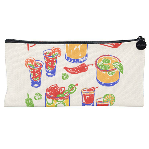 Salud Mexican Drinks - Spicy Margarita, Michelada, Tequila Illustration - flat pencil case by EZbie