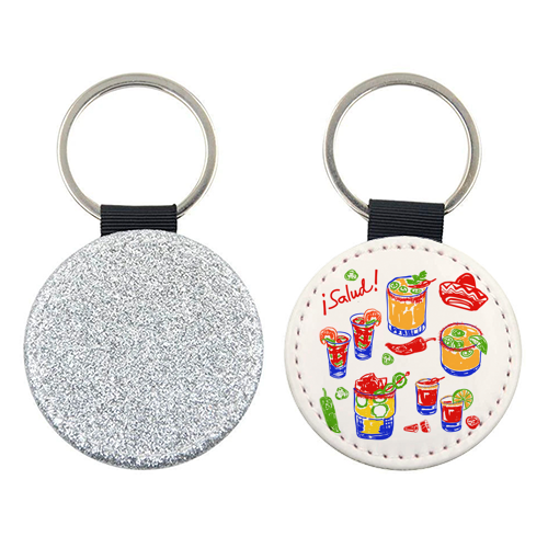Salud Mexican Drinks - Spicy Margarita, Michelada, Tequila Illustration - keyring by EZbie