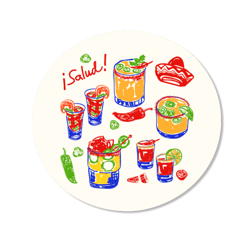 Salud Mexican Drinks - Spicy Margarita, Michelada, Tequila Illustration - Magnet by EZbie