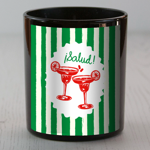 Green Stripes Margarita Salud Cocktail Art Print - scented candle by EZbie