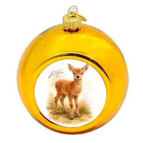 Red Fawn - colourful christmas bauble by Wildling Studio