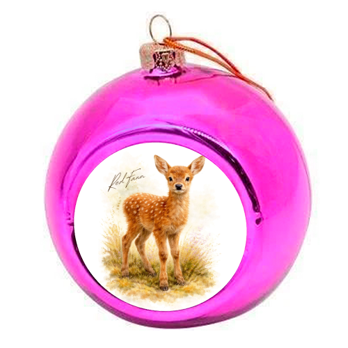 Red Fawn - colourful christmas bauble by Wildling Studio
