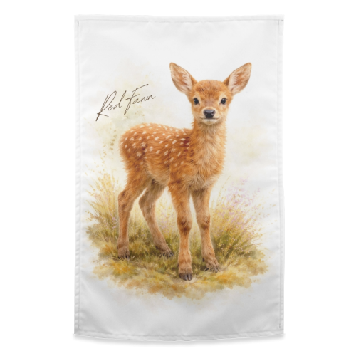 Red Fawn - funny tea towel by Wildling Studio