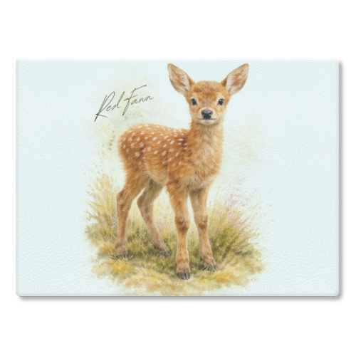 Red Fawn - glass chopping board by Wildling Studio