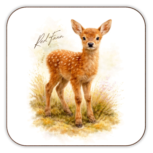 Red Fawn - personalised beer coaster by Wildling Studio