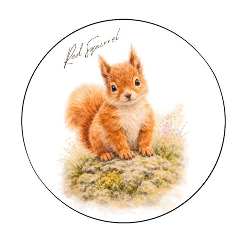 Red Squirrel - Circle Sticker by Wildling Studio
