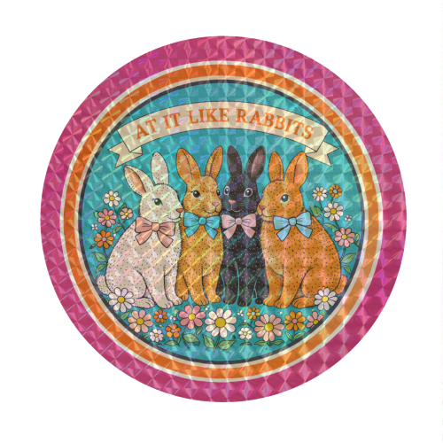 At It Like Rabbits - Circle Sticker by Ms Doodle