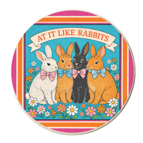 At It Like Rabbits - personalised beer coaster by Ms Doodle