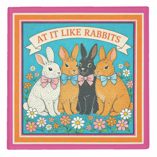 At It Like Rabbits - personalised beer coaster by Ms Doodle