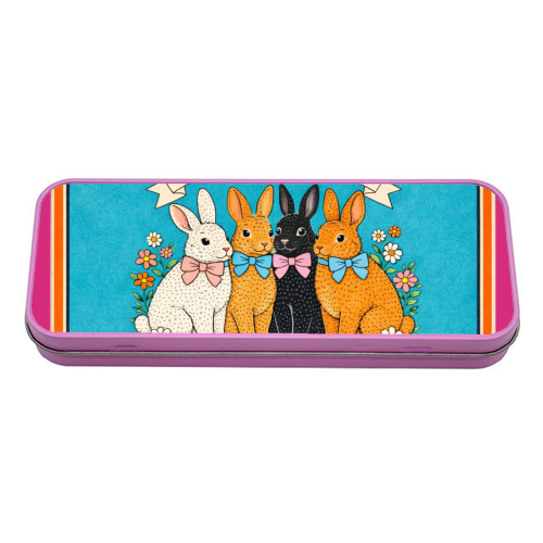 At It Like Rabbits - tin pencil case by Ms Doodle