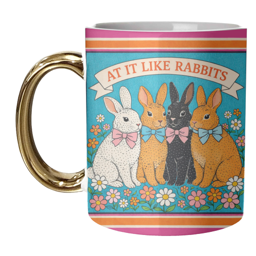 At It Like Rabbits - unique mug by Ms Doodle