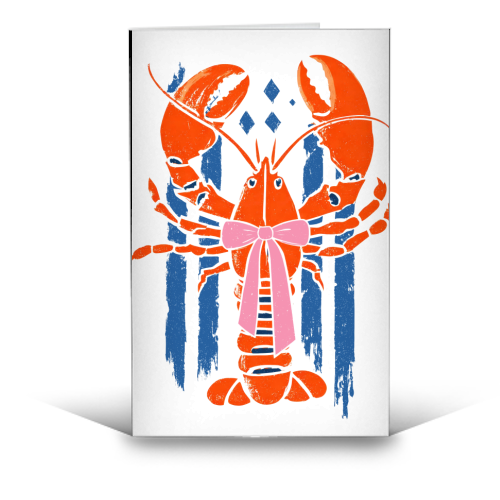 Coquette Lobster - funny greeting card by haris kavalla