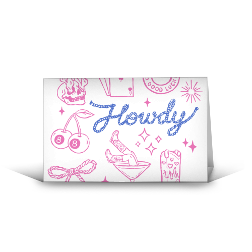 Howdy Texas cowgirl - funny greeting card by haris kavalla