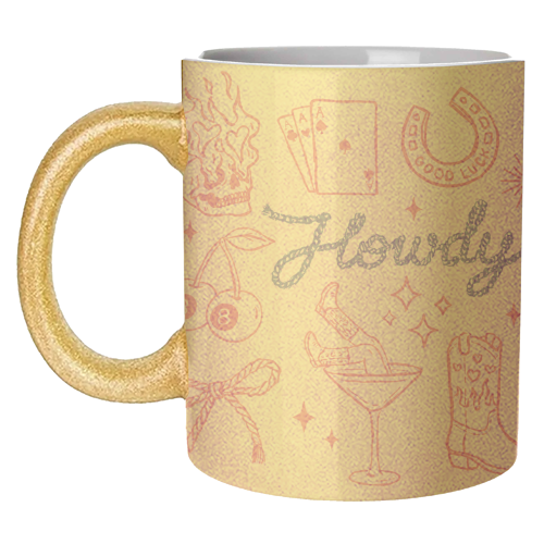 Howdy Texas cowgirl - unique mug by haris kavalla