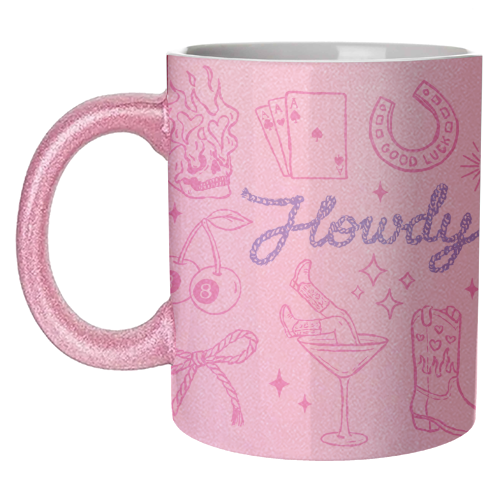 Howdy Texas cowgirl - unique mug by haris kavalla