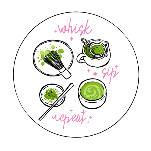 Matcha hand drawing - Circle Sticker by haris kavalla