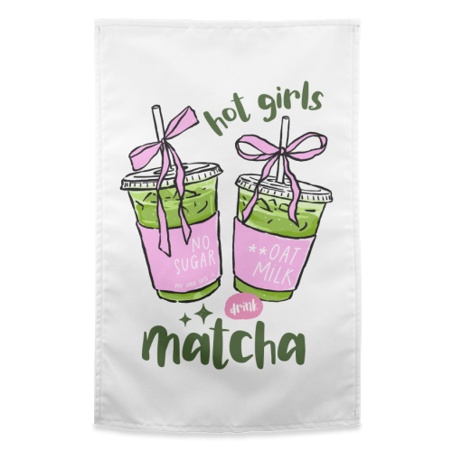 Matcha Drinks - funny tea towel by haris kavalla