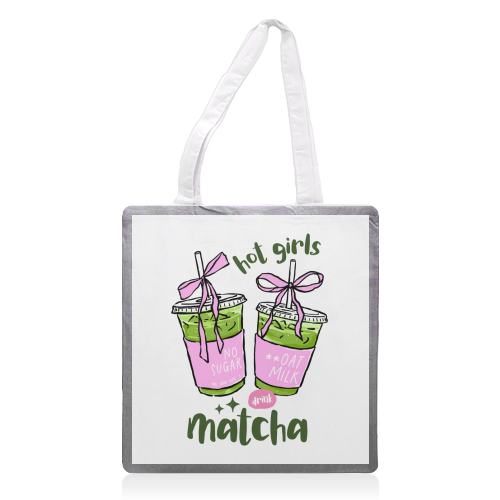 Matcha dtinks - printed canvas tote bag by haris kavalla
