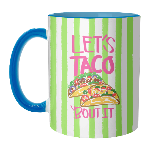 Let's Taco ‘Bout It Vintage Lime Green Stripes Illustration - unique mug by EZbie