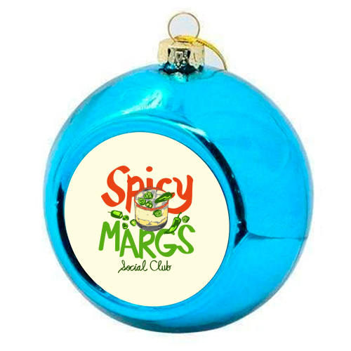 Spicy Margs Social Club Retro Fiesta Cocktail Illustration - colourful christmas bauble by EZbie