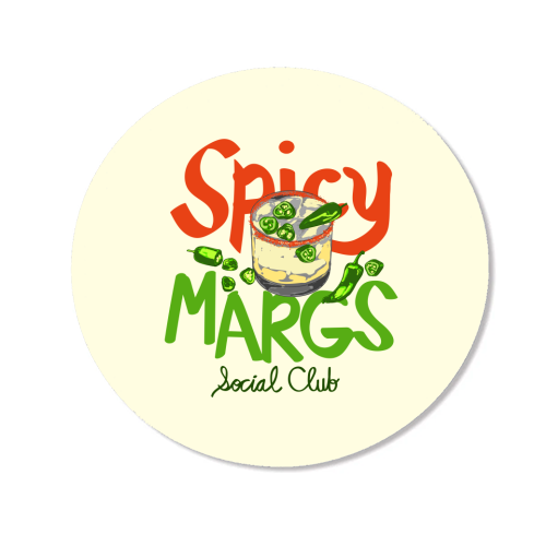Spicy Margs Social Club Retro Fiesta Cocktail Illustration - Magnet by EZbie