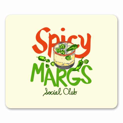 Spicy Margs Social Club Retro Fiesta Cocktail Illustration - mouse mat by EZbie