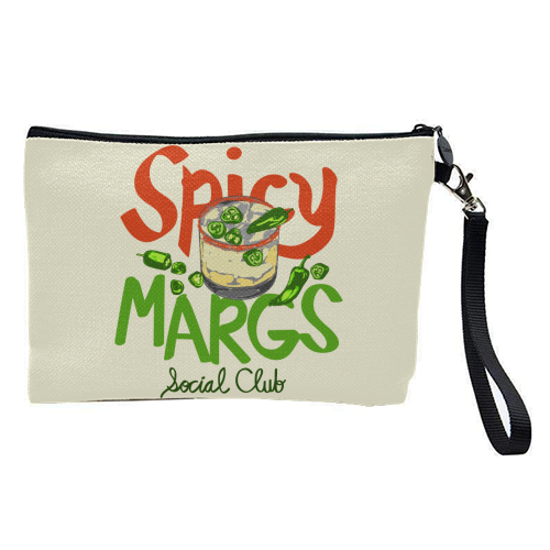 Spicy Margs Social Club Retro Fiesta Cocktail Illustration - pretty makeup bag by EZbie