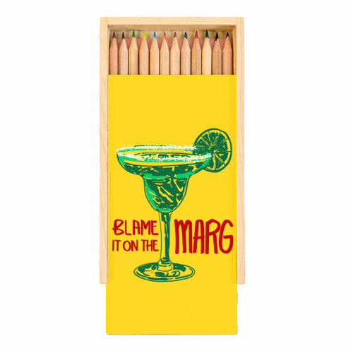 Blame It on the Margarita Retro Illustration - Coloured Pencils with Box by EZbie