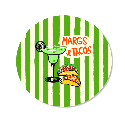 Margs & Tacos Retro Green Stripes Fiesta Illustration - Magnet by EZbie