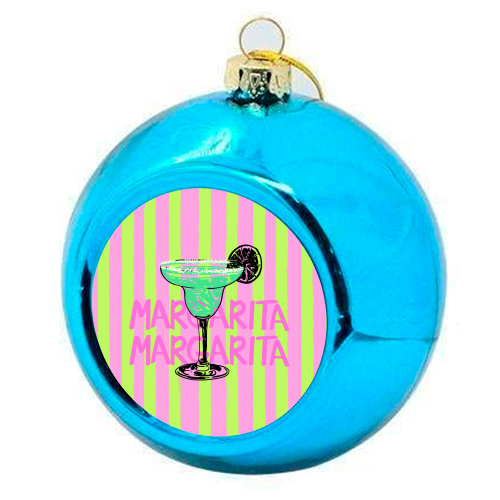 Trendy Pink Stripes Margarita Summer Illustration - colourful christmas bauble by EZbie
