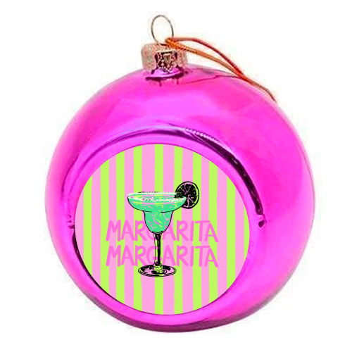 Trendy Pink Stripes Margarita Summer Illustration - colourful christmas bauble by EZbie