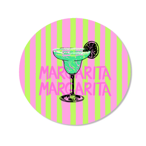 Trendy Pink Stripes Margarita Summer Illustration - Magnet by EZbie