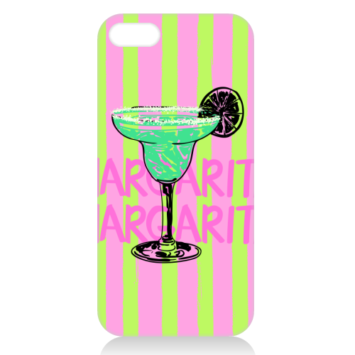 Trendy Pink Stripes Margarita Summer Illustration - unique phone case by EZbie