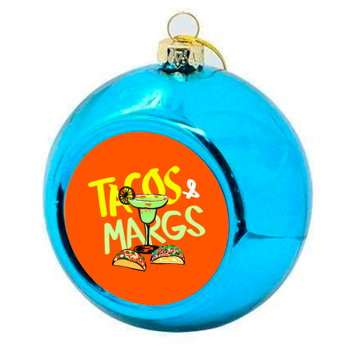 Tacos & Margs Retro Illustration - colourful christmas bauble by EZbie