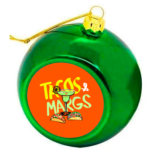 Tacos & Margs Retro Illustration - colourful christmas bauble by EZbie