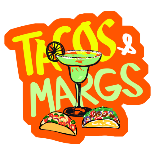Tacos & Margs Retro Illustration - Die Cut Sticker by EZbie