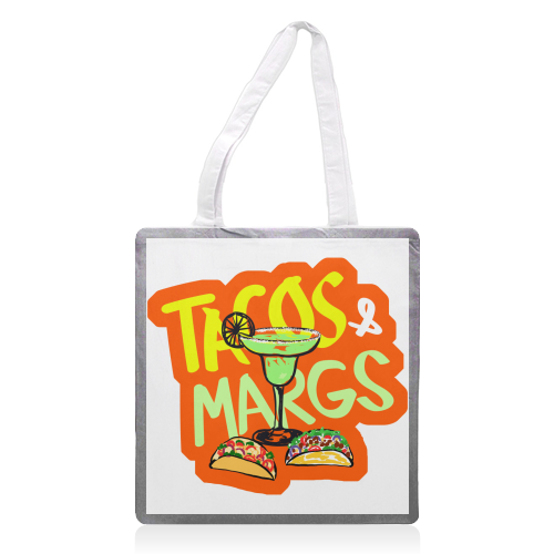 Tacos & Margs Retro Illustration - printed canvas tote bag by EZbie