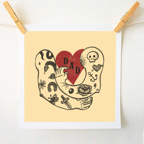 Tattoo Dad, Father's day - A1 - A4 art print by The Queer Store