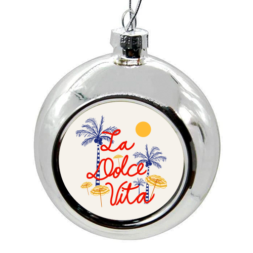 Dolce Vita Tropical Beach Palm Tree Aesthetic - colourful christmas bauble by EZbie