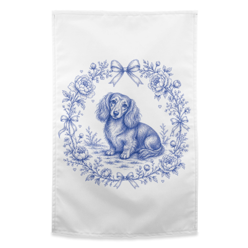 Long Haired Dachshund - funny tea towel by Lilly Rose