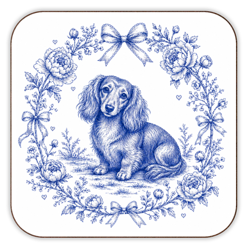 Long Haired Dachshund - personalised beer coaster by Lilly Rose