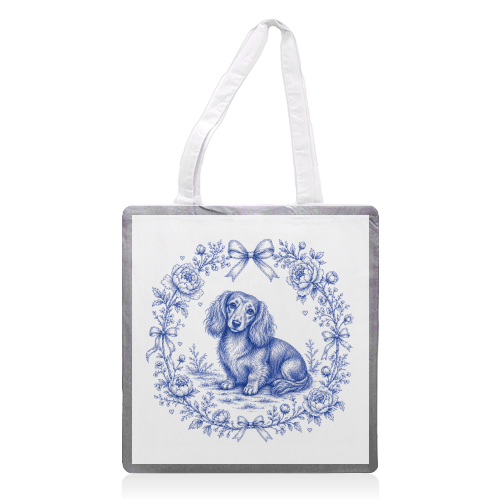 Long Haired Dachshund - printed canvas tote bag by Lilly Rose