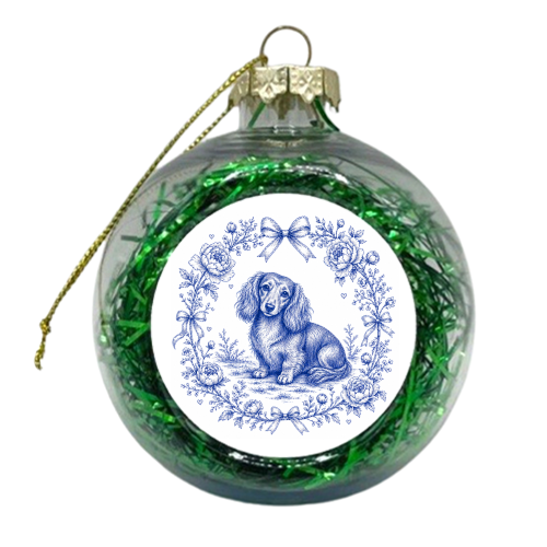 Long Haired Dachshund - xmas bauble by Lilly Rose