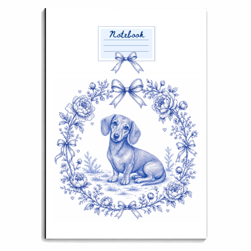 Dachshund Toile - personalised A4, A5, A6 notebook by Lilly Rose