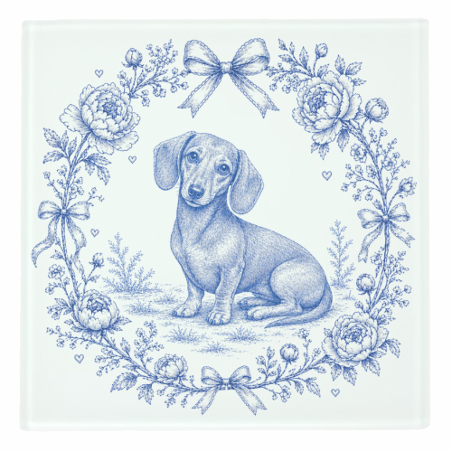 Dachshund Toile - personalised beer coaster by Lilly Rose