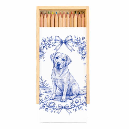 Labrador Toile - Coloured Pencils with Box by Lilly Rose