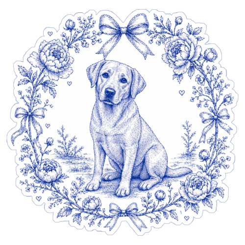 Labrador Toile - Die Cut Sticker by Lilly Rose